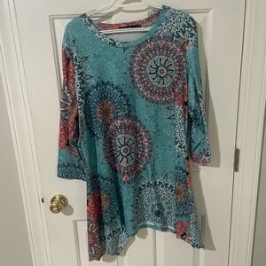 Floral Mandala Print Women's Top mirol xl